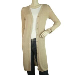 Dolce & Gabbana Women’s Gold Shimmer Long Button Up Cardigan Dress Silk Size XS